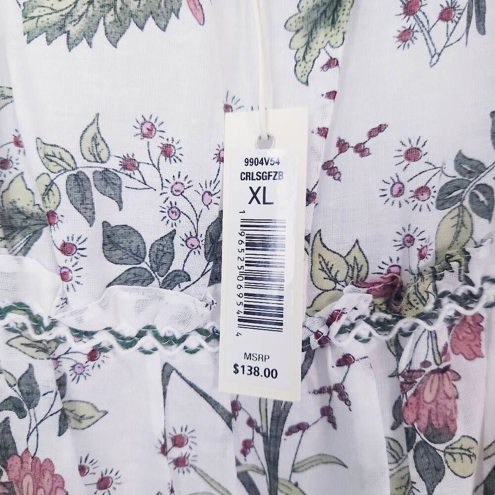 MAX STUDIO NWT White & Pink Floral Botanical Boho Tiered Maxi Dress X-Large - Picture 8 of 10